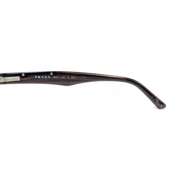 Prada VPR 01M Brown Striped Silver Rectangle Eyeglasses Frames 52-15 140 Italy - Picture 9 of 12